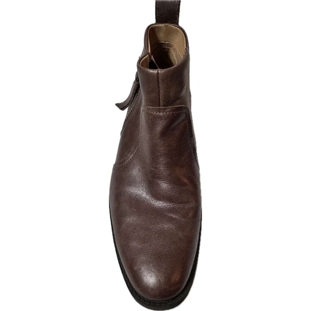 UGG Aureo 1098314 Women's 10 Brown Leather Side Zip Ankle Boots Booties